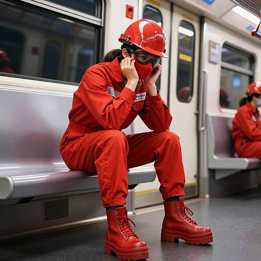 Dynamic Engineer in Red on Train