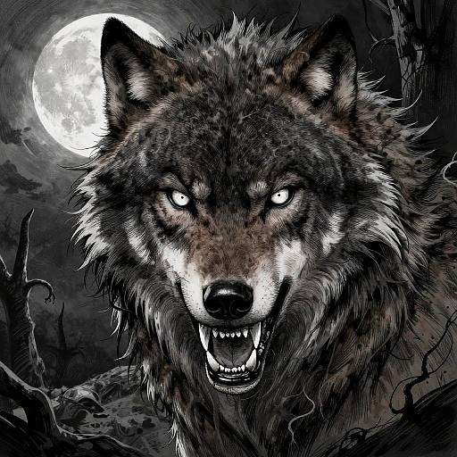 Menacing Evil Wolf Illustration