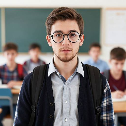 Realistic Classroom Nerd Male Portrait