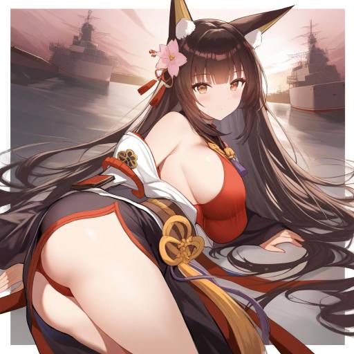 Illustration of Akagi (warship girls r), warship girls r in the style of Yuki (popopo)