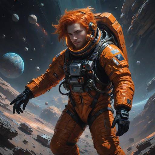 Fiery Space Explorer Among Asteroids