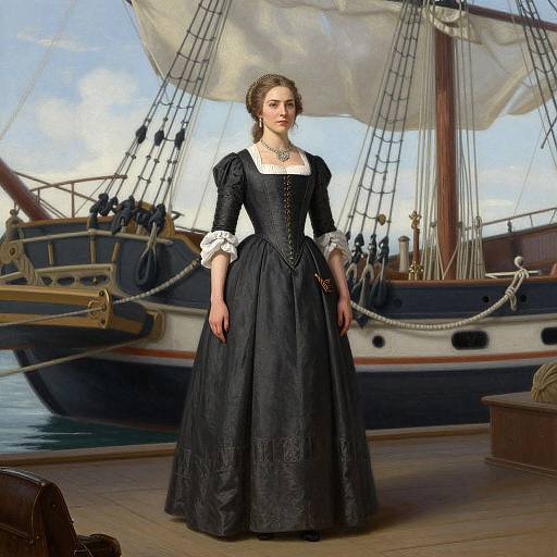 Historical Woman by Ship Concept Art