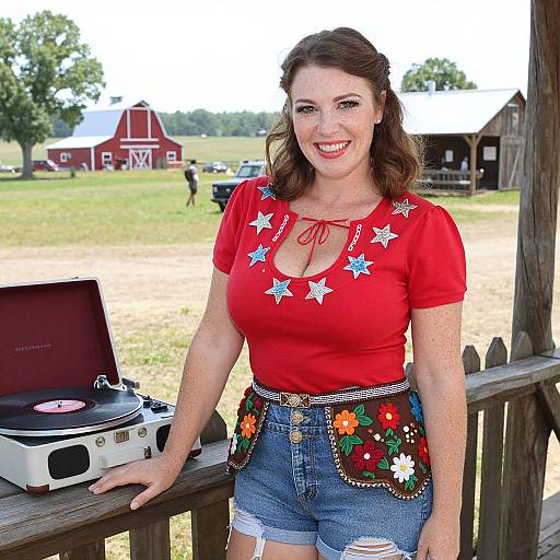 Country Star Woman in Vintage Setting