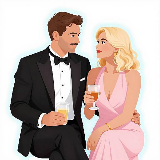 Formal Duo: Elegance in Blue Glow