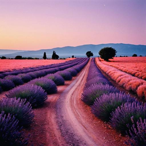 Enchanting Evening Glow Over Lavender Fields