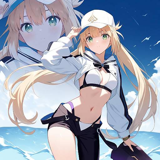 Illustration of Artoria caster (swimsuit) (first ascension) (fate), fate (series) in the style of Nanao naru