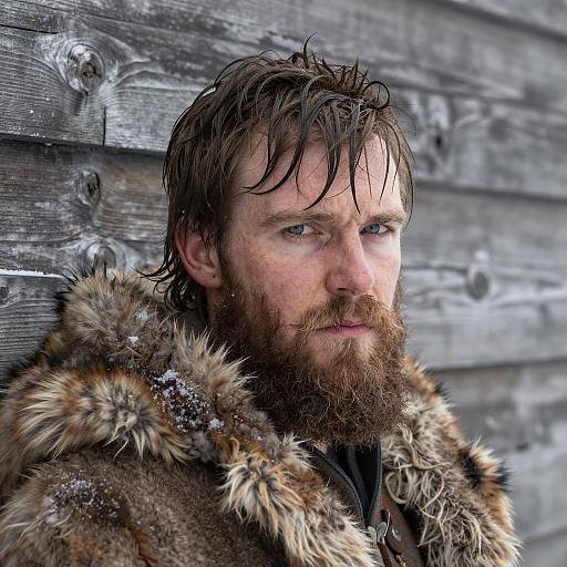 Rugged Man in Cold Winter Setting