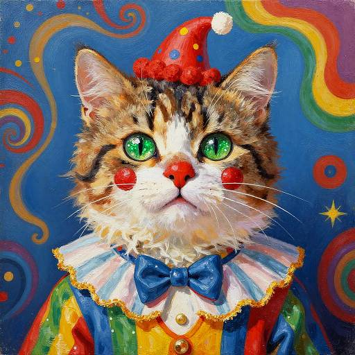 Psychedelic Clown Cat Art