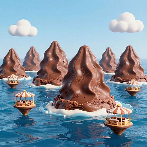 Chocolate Ice Cream Mountains with Cafés