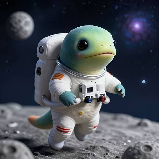 Mystical Platypus Astronaut on Moon