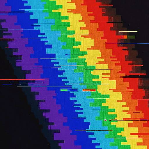 Rainbow Glitch Screen Abstract Art