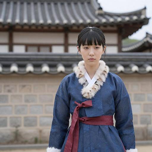 Calm East Asian Woman in Traditional Setting
