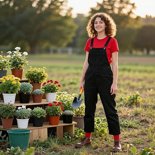 Confident Gardener in Sunny Field