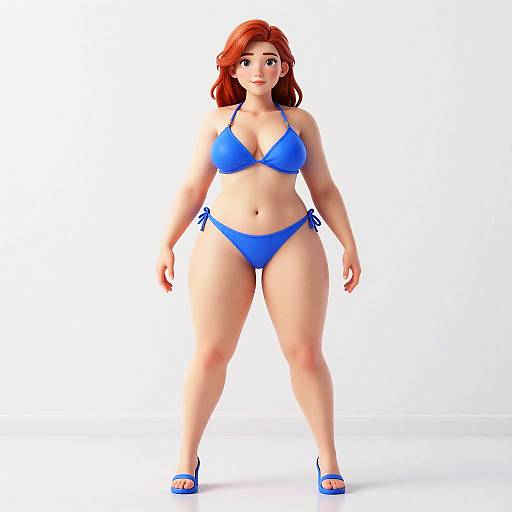 Realistic 3D Cartoon Character in Bikini