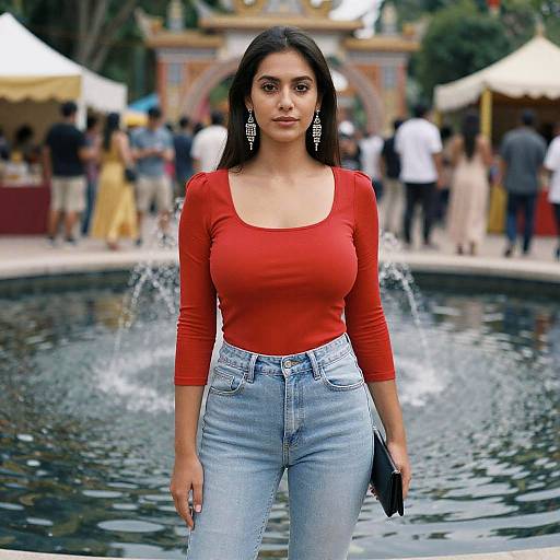 Elegant Woman by Water at Cultural Festival
