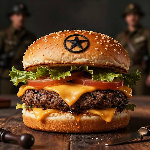 Surreal WWII-Themed Cheeseburger Art
