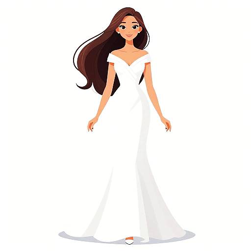 Elegant Woman in White Gown Illustration