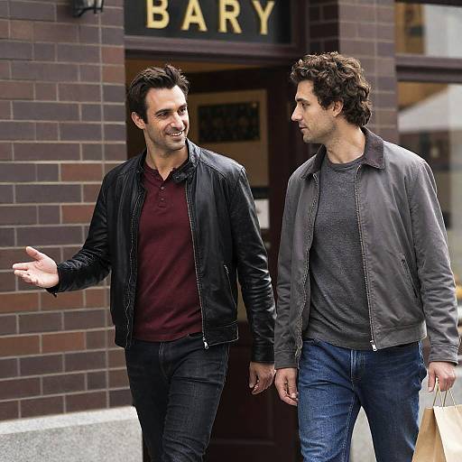 Two Men Outside a Bakery Scene