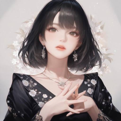 Elegant Girl in Black Dress Portrait