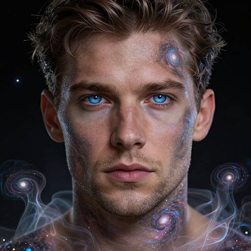 Galactic Blue-Eyed Man Octane Render