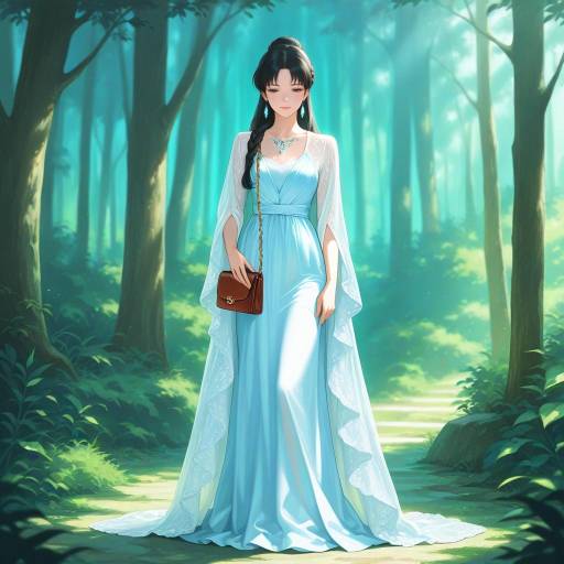 Elegant Ghibli Girl in Enchanted Forest Elegant Ghibli Girl in Enchanted Forest