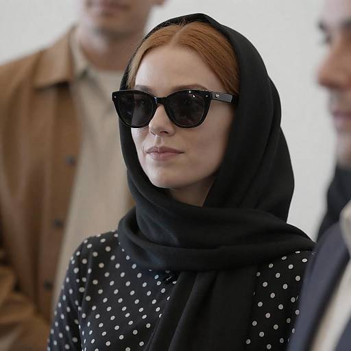 Chic Woman with Red Hair and Sunglasses