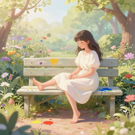 Joyful Girl in Whimsical Garden