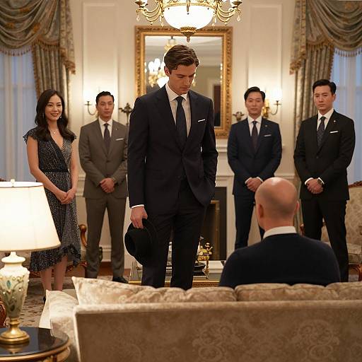 Formal Gathering in Luxurious Living Room