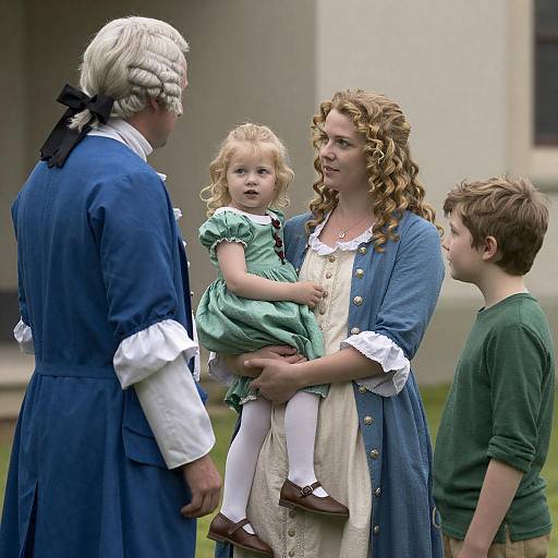 18th-Century Family Portrait in Blue Tones