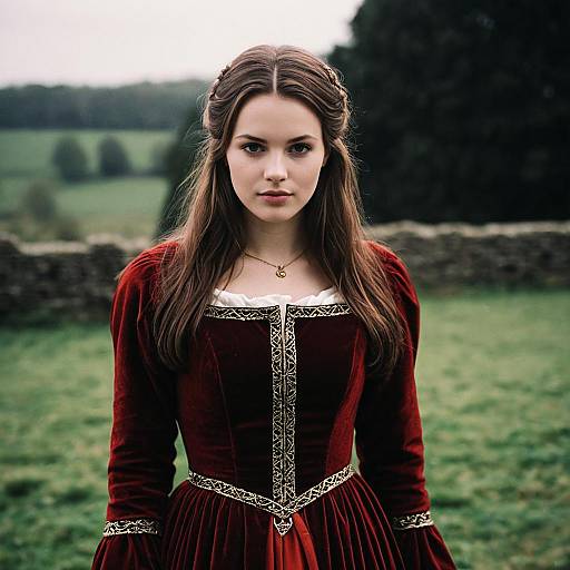 Young woman in medieval dress outdoors