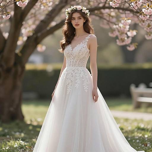 Elegant Bridal Portrait in Sunlit Garden