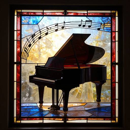 Stained Glass Piano Window Art