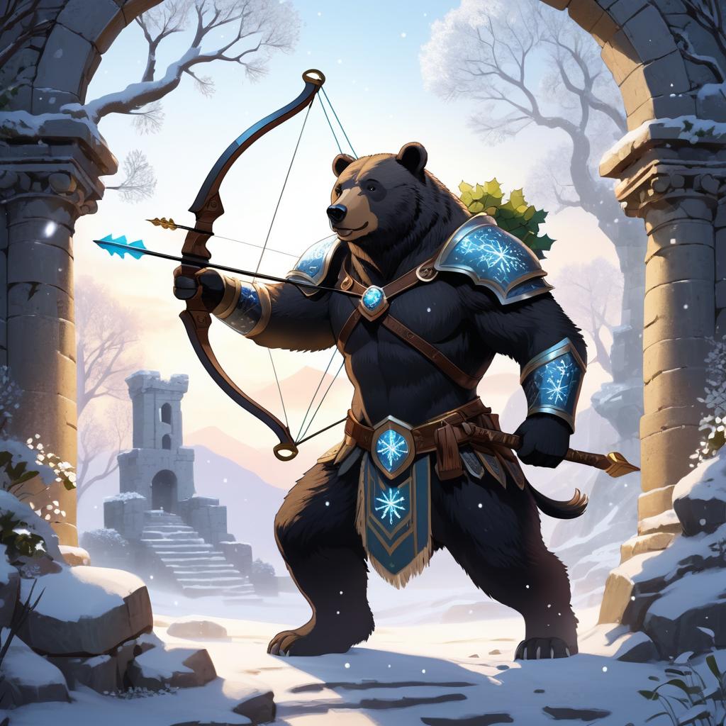 Majestic Centaur-Bear in Enchanted Ruins