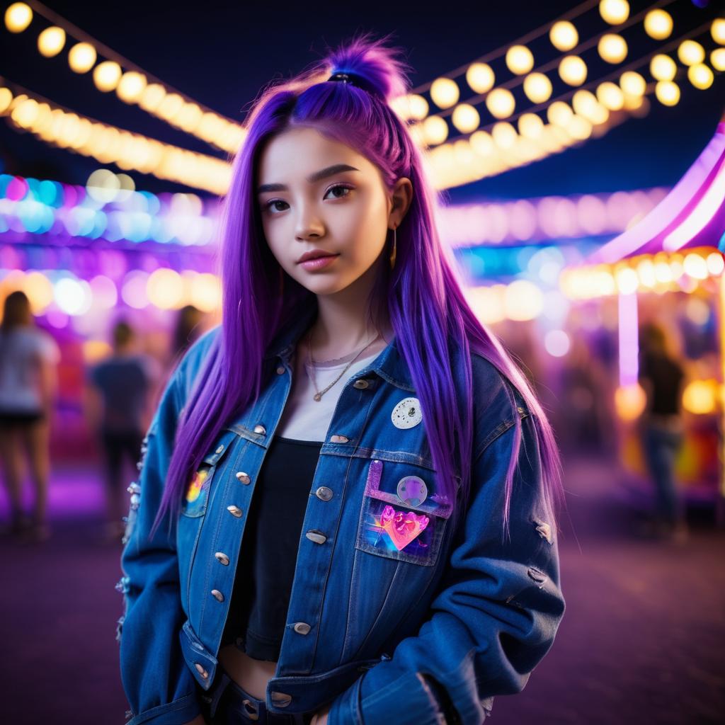 Portrait of a Girl at Night Carnival