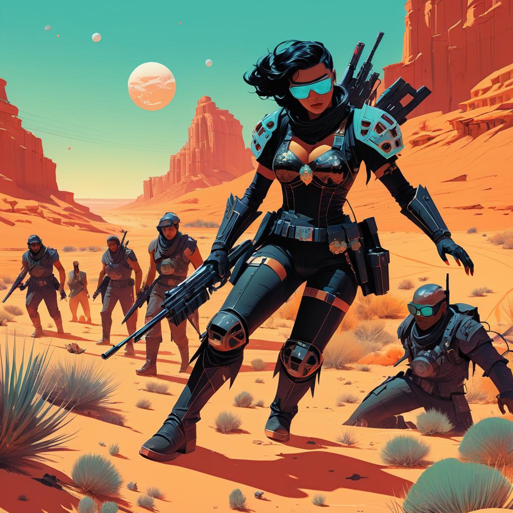 Cyborg Bounty Hunter in Desert Noire