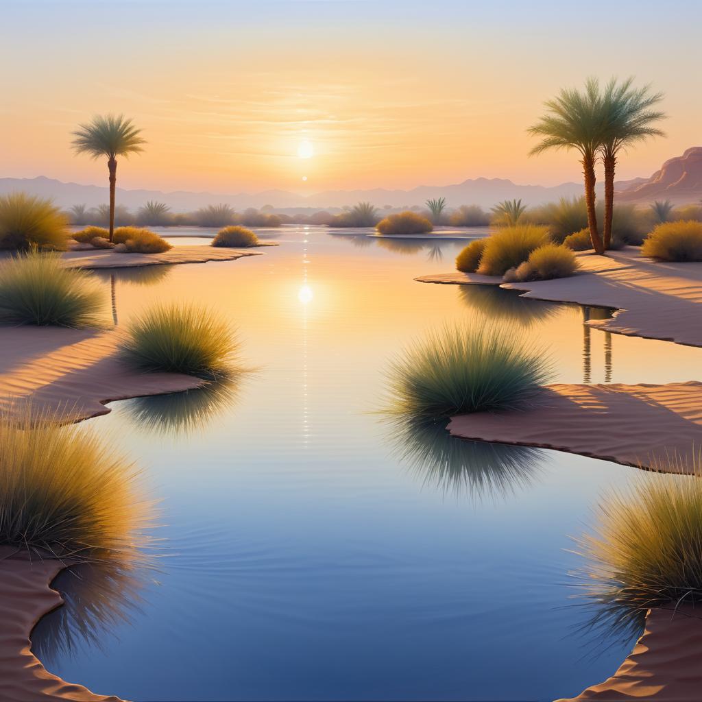 Tranquil Twilight Desert Oasis Landscape