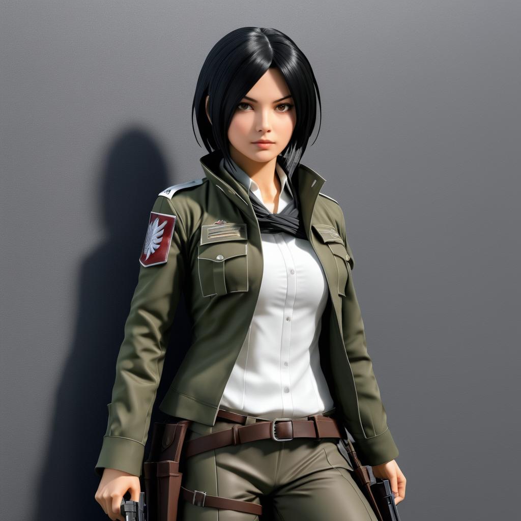 Photorealistic Mikasa Ackerman Portrait