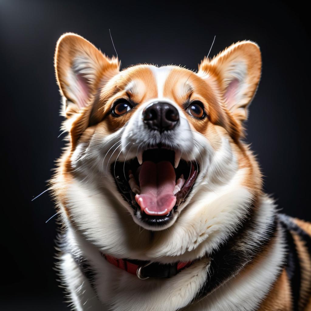 Dramatic Close-Up of an Angry Corgi