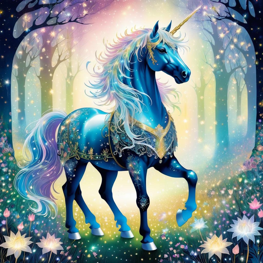 Mystical Unicorn and Knight in Enchanted Forest