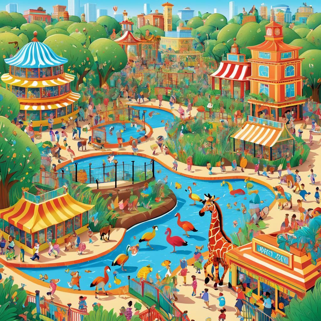 Whimsical Zoo Adventure: Hidden Characters Galore