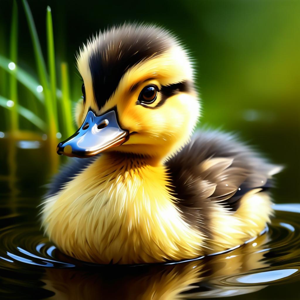 Adorable Duckling Oil Painting Masterpiece