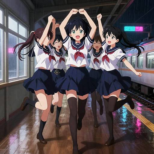 Neon Night Train Group Cheer