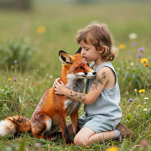 Celestial Fox Embracing Child