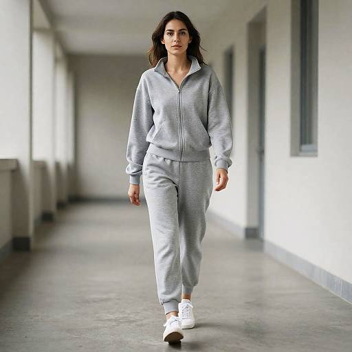 Woman in Gray Jogger Tracksuit