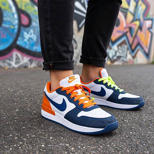 Colorful Sneakers on Urban Pavement