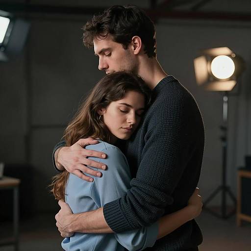 Intimate Embrace in Industrial Setting