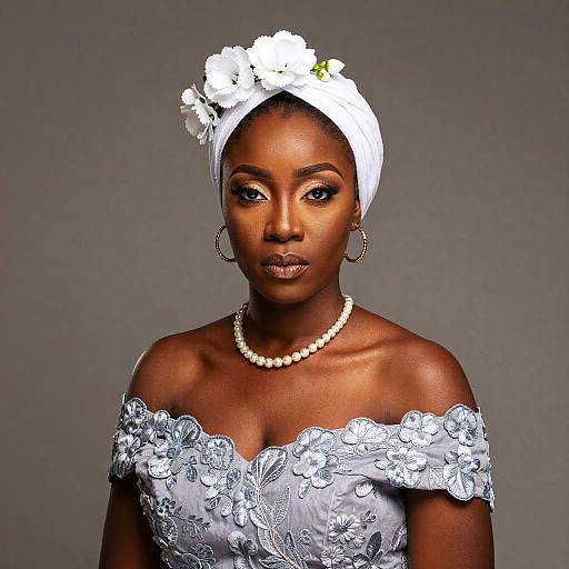 Elegant African Woman with Floral Headwrap
