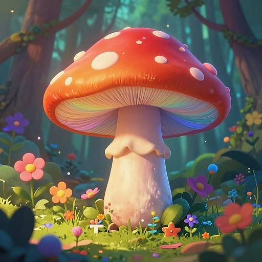 Whimsical Rainbow Mushroom Forest House