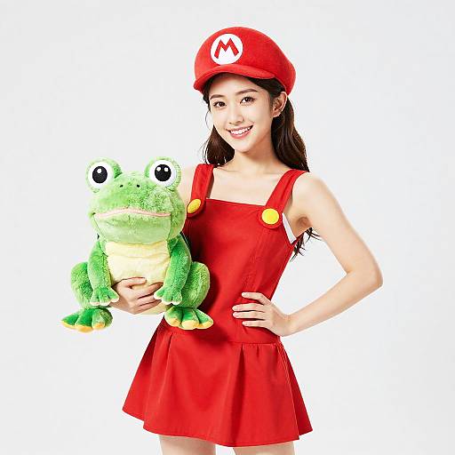 Woman in Toad Mario Costume