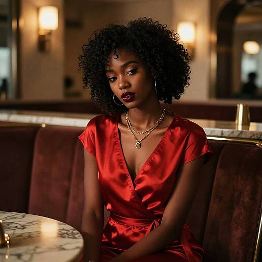 Elegant Black Woman in Art Deco Lounge